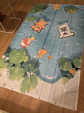 Blue Cartoon Animal Shower Curtain – New (Opened Package)